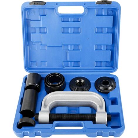 Kit extractor e instalador de rótulas y silentblock para coches, 4x4 y camiones ligeros. Incluye prensa y adaptadores para trabajos de suspensión.
