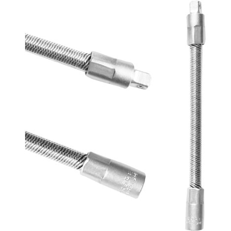 Extensión Flexible para Carraca 1/4" 150 mm, Alargadera Flexible Acero Cromo Vanadio,para carraca en zonas de difícil acceso , Herramienta resistente y duradera. (1/2)
