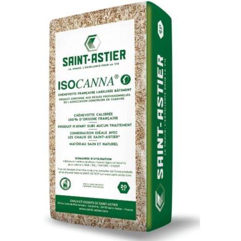 Chènevotte pour le bâtiment ISOCANNA SAINT ASTIER, Sac de 20kg