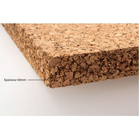 panneau de liège isolant poncé, ép. 60mm - 1000 x 500mm, 3 panneaux = 1.39m²