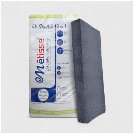 laine de coton en panneau le relais metisse, ép. 145mm - 1200 x 600mm, 4 panneaux = 2.74m²