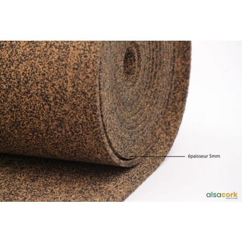 rouleau isolant souple en liège (50%) et caoutchouc (50%), ép. 5mm - 5m x 1m