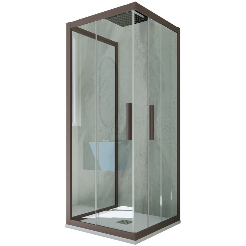 Mampara de ducha pentagonal EX415 - 90 x 90 x 195 cm - cristal NANO -  Incluye plato de ducha