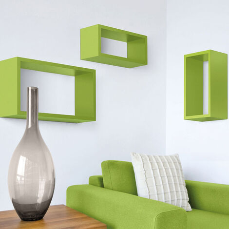 Estantes de pared rectangulares Conjunto de 3 pc Cerezo mod. Trittico