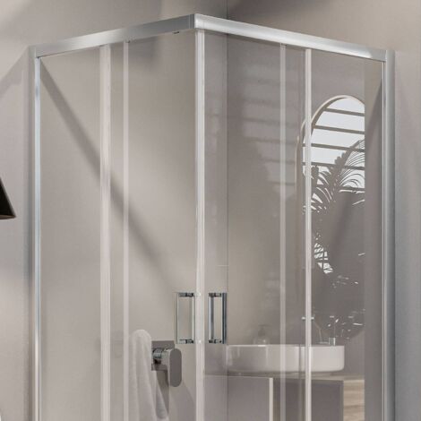 Mampara de ducha vidrio transparente h 185 mod. Ready 70x70 cm cuadrado