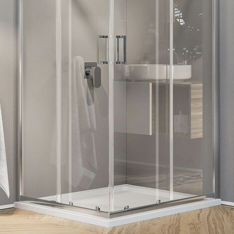Mampara de ducha vidrio transparente h 185 mod. Ready 70x70 cm cuadrado