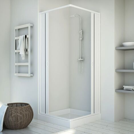 Mampara de ducha extensible de pvc h 185 mod. Energy Central 80x80 cm