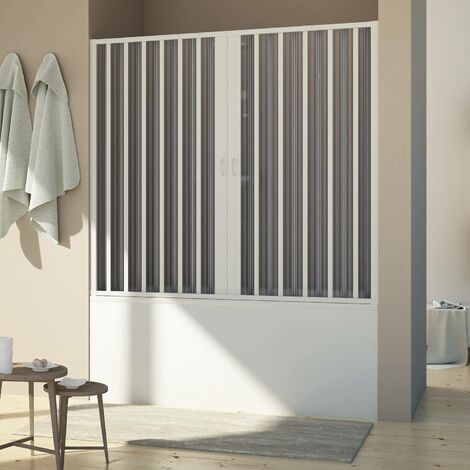 Mampara de bañera extensible de pvc h 150 cm mod. Delfi Central 170 cm con apertura lateral