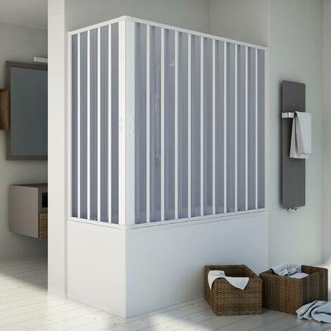 Mampara de bañera extensible de pvc h 150 mod. Santorini Central 70x170 cm