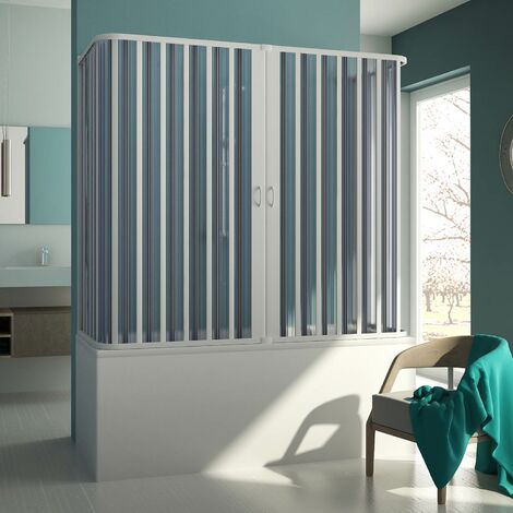 Mampara de bañera 3 lados extensible de pvc h 150 mod. Muse 70x160x70 cm