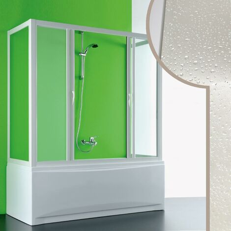 Mampara de bañera 3 lados h 150 cm mod. Plutone 2 de acrílico 75x180x75 cm apertura central (1/5)