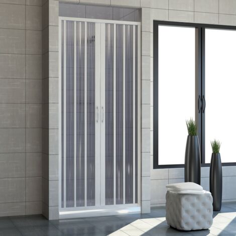 Puerta de ducha de pvc h 185 cm mod. Vergine 150 cm apertura central