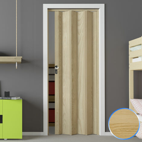 Puerta plegable de interior de pvc 88,5x214 cm mod. Luciana color haya