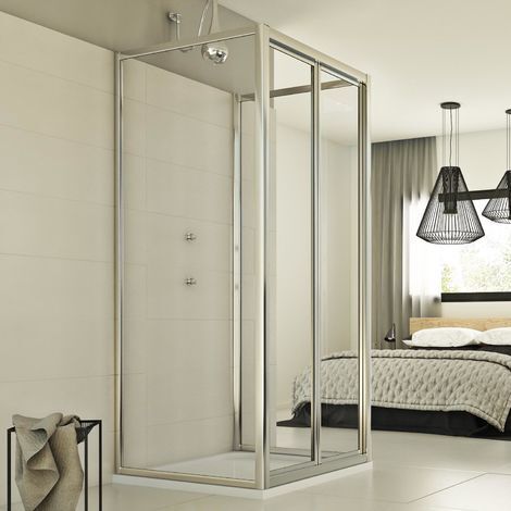 Mampara de ducha 3 lados plegable vidrio transparente h 198 mod. Urban Trio P 80x100x80 cm