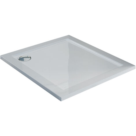 Plato de ducha acrílico borde realzado blanco brillante mod. Flower 100x100x4 cm cuadrado