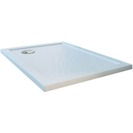 Plato de ducha bordeado efecto piedra blanco de acrílico mod. Flower 80x90x4 cm rectangular