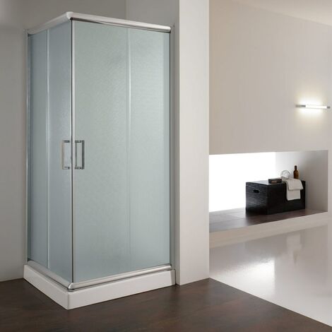 Mampara de ducha deslizante vidrio impreso h 198 mod. Alabama 70x70 cm  cuadrado