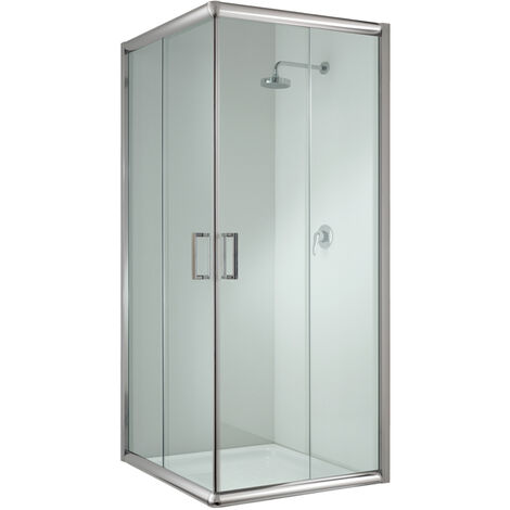 Mampara de ducha deslizante vidrio transparente h 198 mod. Alabama 70x70 cm cuadrado