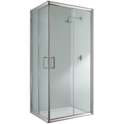 Mampara de ducha deslizante vidrio transparente h 198 mod. Alabama 70x120 cm rectangular