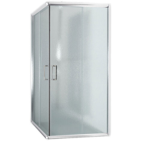 Mampara de ducha deslizante vidrio impreso h 185 mod. Alabama 80x80 cm cuadrado