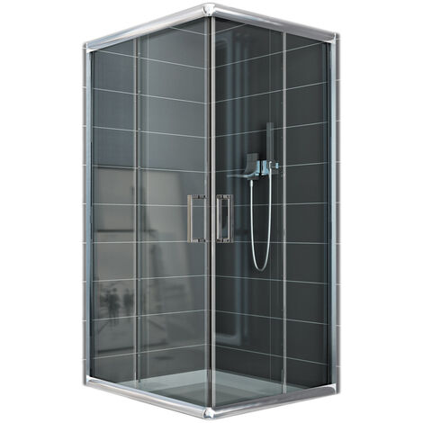 Mampara de ducha deslizante vidrio transparente h 185 mod. Alabama 80x120 cm rectangular