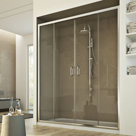 Puerta de ducha deslizante vidrio transparente h 185 cm mod. Replay 2 Hojas 160 cm