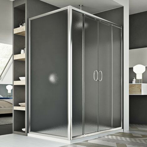 Mampara de ducha corredera rectangular vidrio impreso h 185 mod. Replay Duo 2 Hojas 75x180 cm (1/5)