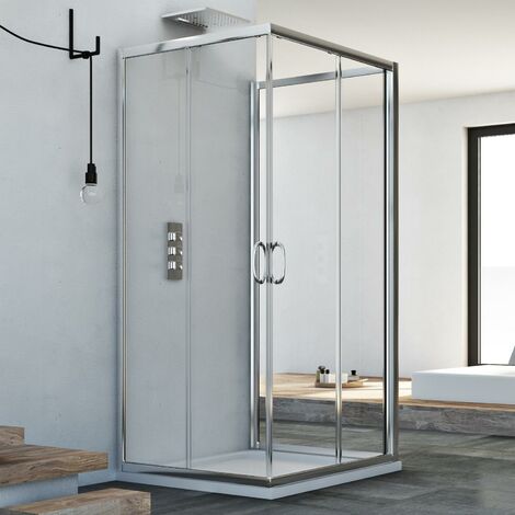 Mampara de ducha 3 lados vidrio transparente h 185 mod. Junior Trio 75x120x75 cm rectangular