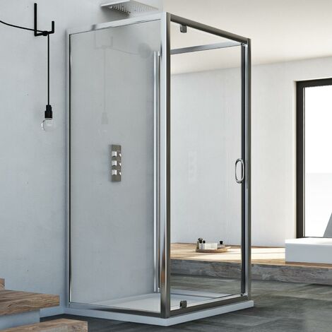 Mampara de ducha 3 lados abatible vidrio transparente h 185 mod. Sintesi Trio 1 Hoja 80x70x80 ap. 70 cm