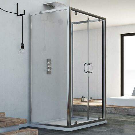 Mampara de ducha 3 lados vidrio transparente h 185 mod. Sintesi Trio 2 Hojas 70x90x70 cm rectangular