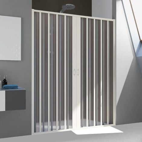 Puerta de ducha de pvc plegable blanca h 185 mod. Flex con apertura central 110 cm