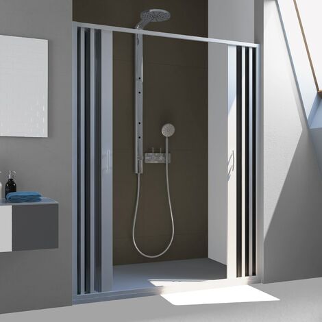 Puerta de ducha de pvc plegable blanca h 185 mod. Flex con apertura central 110 cm