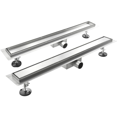 Canaleta de desagüe a ras de suelo de acero inox ajustable mod. Style 90x7 cm