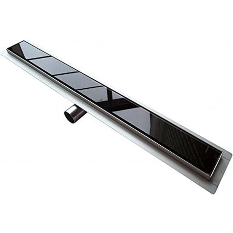Canaleta de desagüe ducha a ras de suelo de acero inox vidrio negro mod. Glass 70 cm