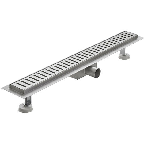 Canaleta ducha de desagüe a ras de suelo alicatable de acero inox mod. Stripe 80 cm