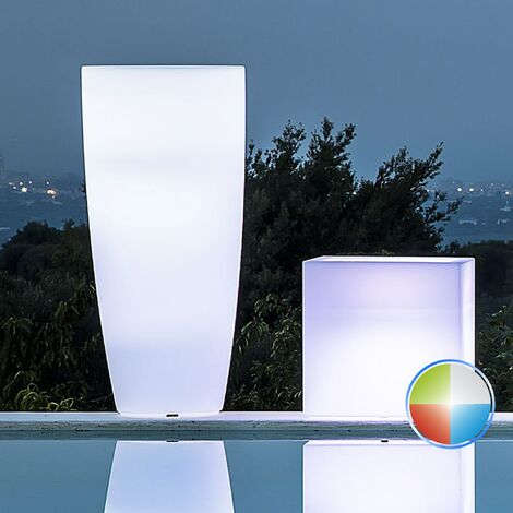 Maceta luminosa redonda mod. Agave h 70 con led multicolor