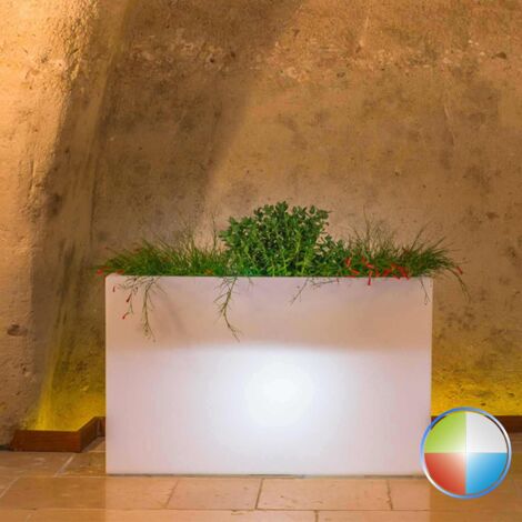 Maceta de flores con luz LED multicolor brillante con batería y solar en polímero Monacis - 80x35x50 cm H (1/5)