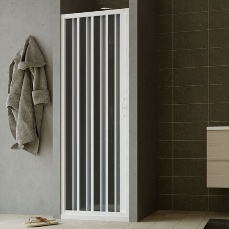 Puerta de ducha plegable de pvc reducible reversible h 185 cm mod. Giglio con apertura Lateral 70 cm