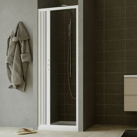 Puerta de ducha plegable de pvc reducible reversible h 185 cm mod. Giglio con apertura Lateral 70 cm