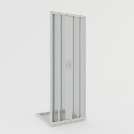 Puerta de ducha plegable de pvc reducible reversible h 185 cm mod. Giglio con apertura Central 100 cm