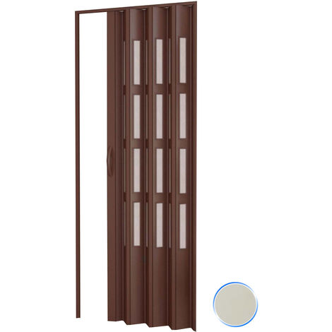 Puerta plegable de interior en kit con vidrios de PVC mod. Sonia Marfil 1013 82x210 cm