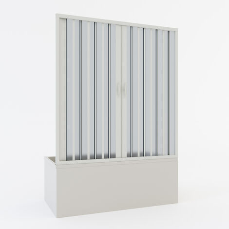 Puerta de bañera plegable de pvc reducible reversible h 150 cm mod. Ibisco con apertura Central 160 cm