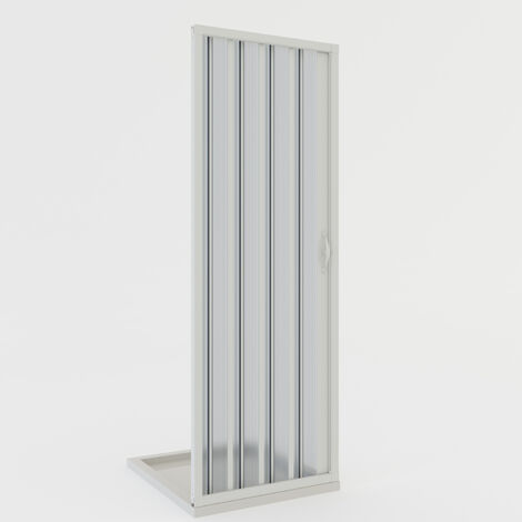 Puerta de ducha plegable de pvc reducible reversible h 185 cm mod. Giglio con apertura Lateral 150 cm