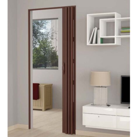 tectake® puerta plegable pvc, manija doble, altura recortable, cierre