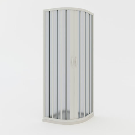Mampara de ducha plegable semicircular de pvc reducible reversible h 185 cm mod. Loto con apertura Central 75x75 cm