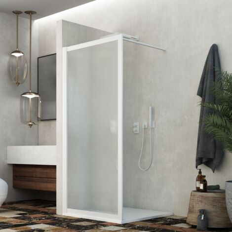 Mampara de ducha pared walk in 110 cm h 190 de acrílico color blanco mod. Beatrix perfil (1/5)