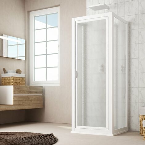 Mampara de ducha Hammam 90 x 90 x 220 cm modelo Desineo blanco