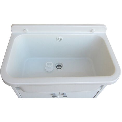 Mueble y lavadero ahorro de espacio de PVC color blanco 55x35 cm mod. Adele
