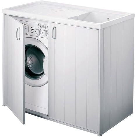 Lavadero mueble para lavadora de PVC color blanco 109x60 cm mod. Silvestro
