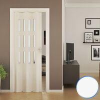 Puerta plegable de interior de pvc 88,5x214 cm mod. Luciana Vetro color blanco con vidrio satinado